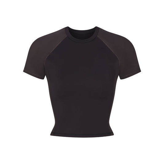 NikeSKIMS MATTE SHINE MIX CROPPED BABY TEE | OBSIDIAN AND IGNEOUS