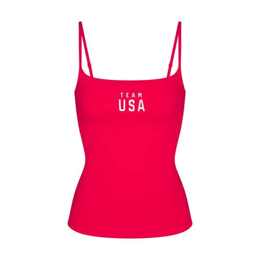 SKIMS FOR TEAM USA COTTON JERSEY OLYMPIC CAMI | RED