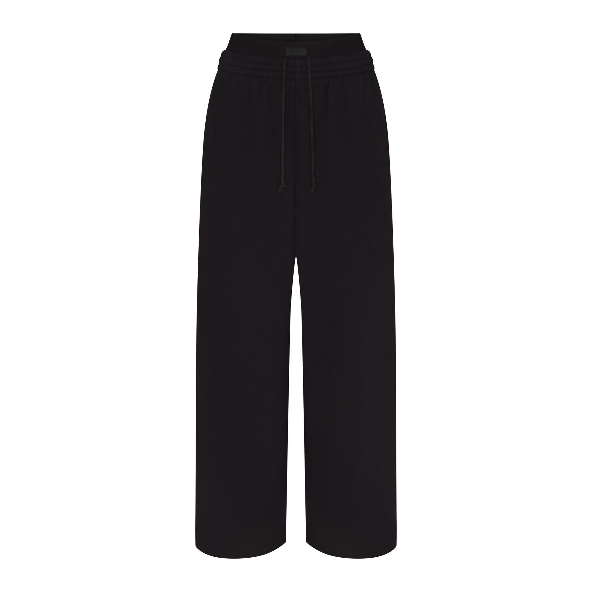 COTTON FLEECE OVERSIZED DOUBLE WAISTBAND PANT | ONYX