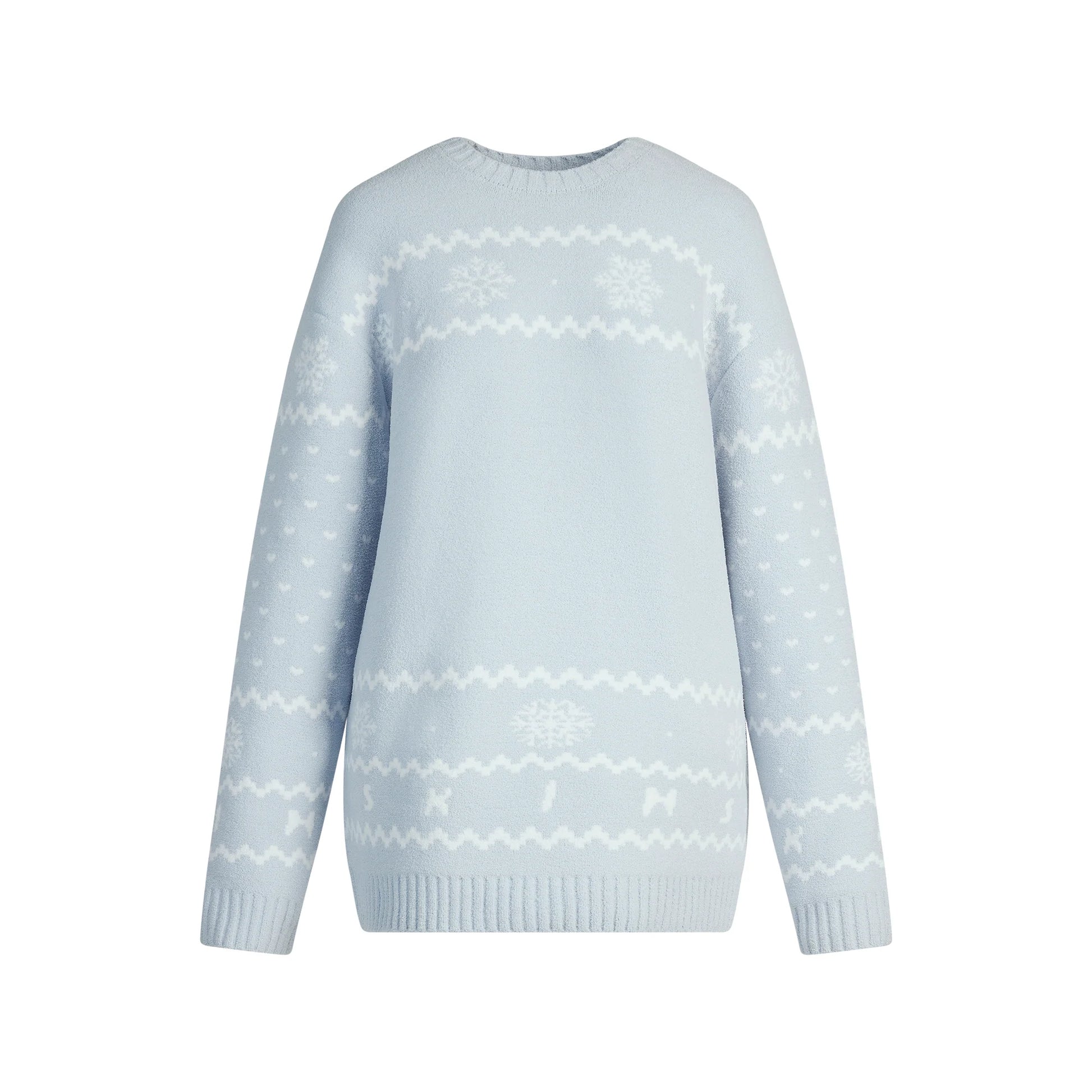 COZY LIGHT CREWNECK PULLOVER | ZEN BLUE HEART FAIR ISLE
