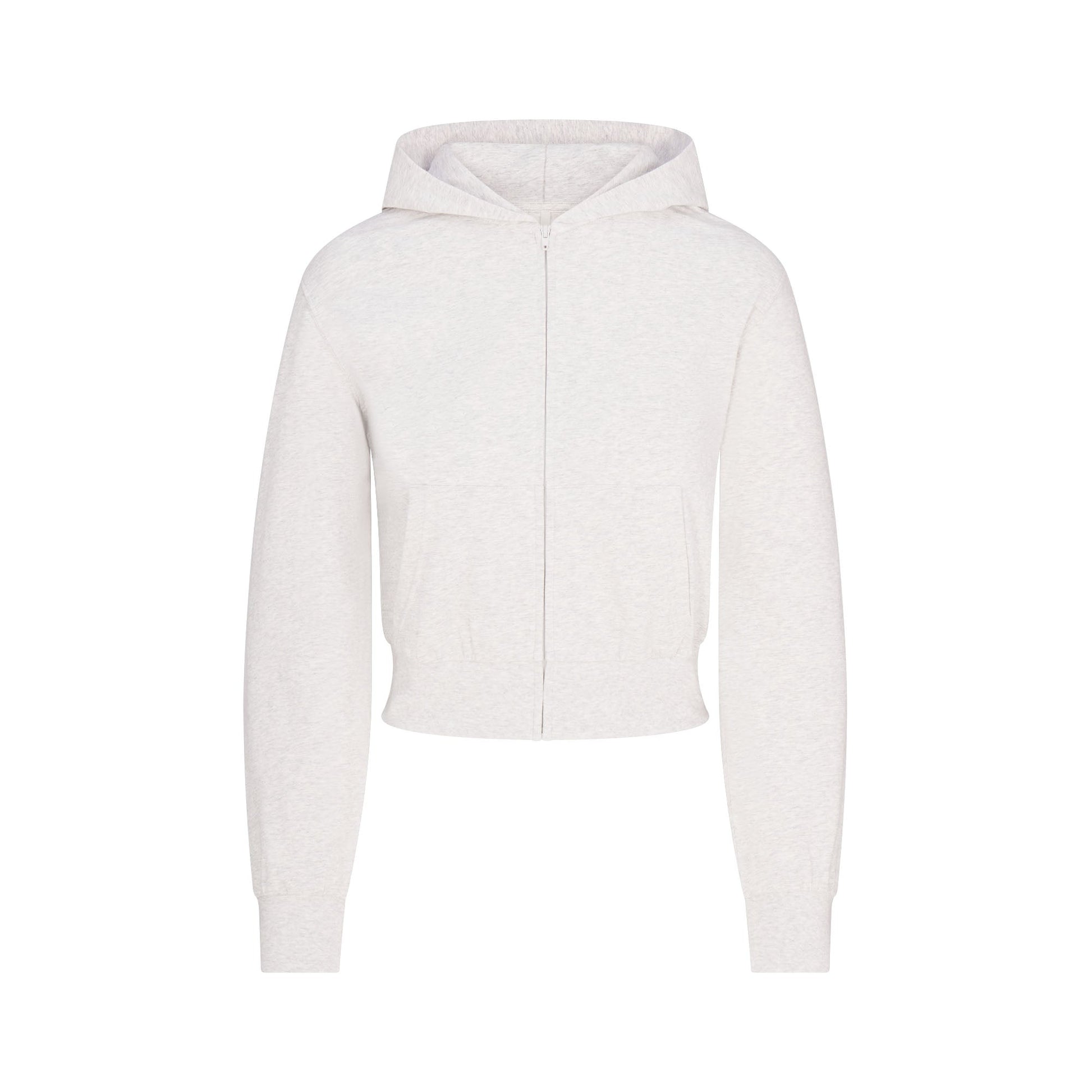 COTTON JERSEY ZIP UP HOODIE | LIGHT HEATHER GREY