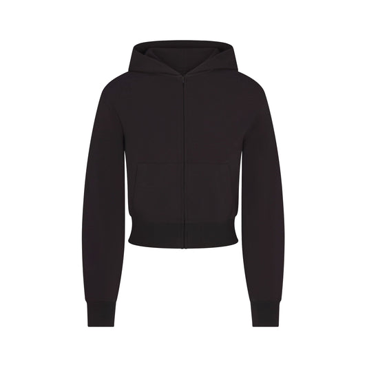 COTTON JERSEY ZIP UP HOODIE | SOOT