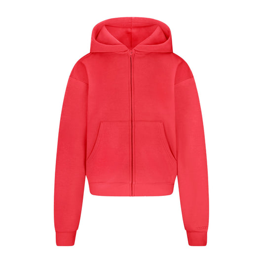 COTTON FLEECE CLASSIC ZIP UP HOODIE | WASHED RED