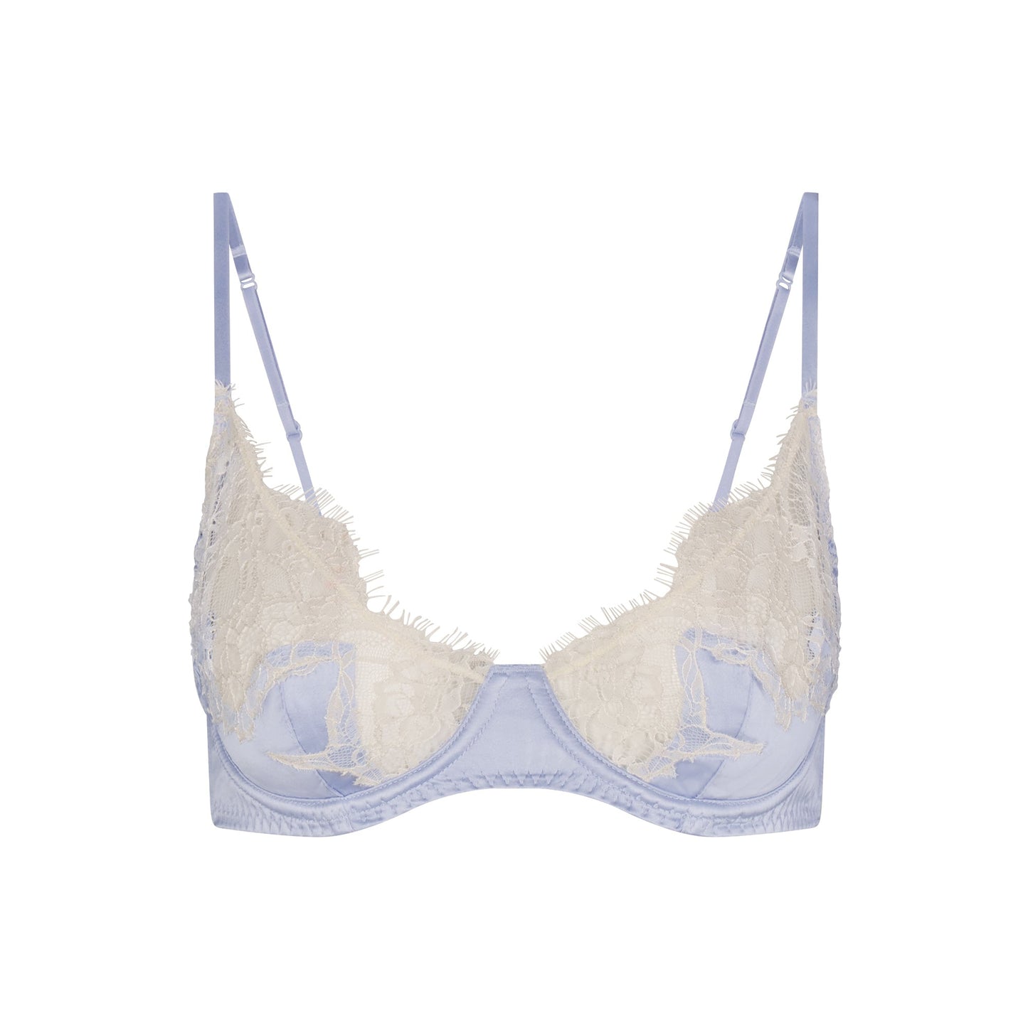 SILK LACE UNLINED DEMI BRA | PERIWINKLE CONTRAST
