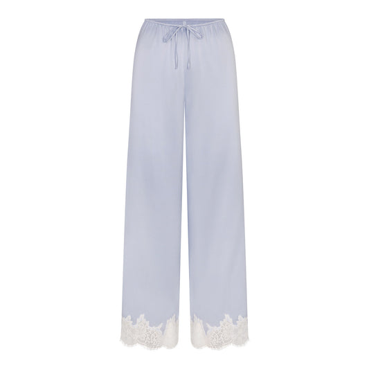 SILK LACE STRAIGHT LEG PANT | PERIWINKLE CONTRAST