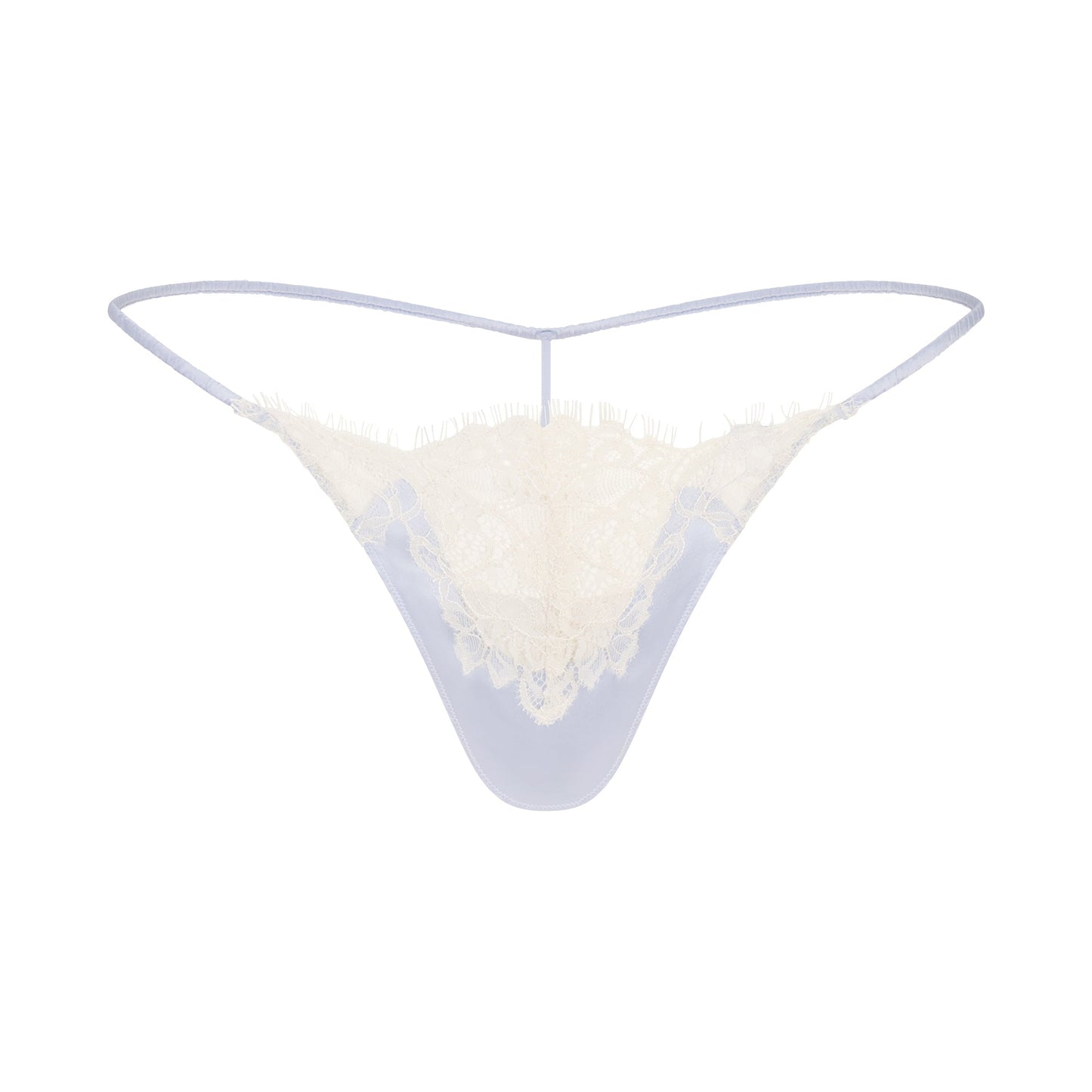 SILK LACE STRING THONG | PERIWINKLE CONTRAST