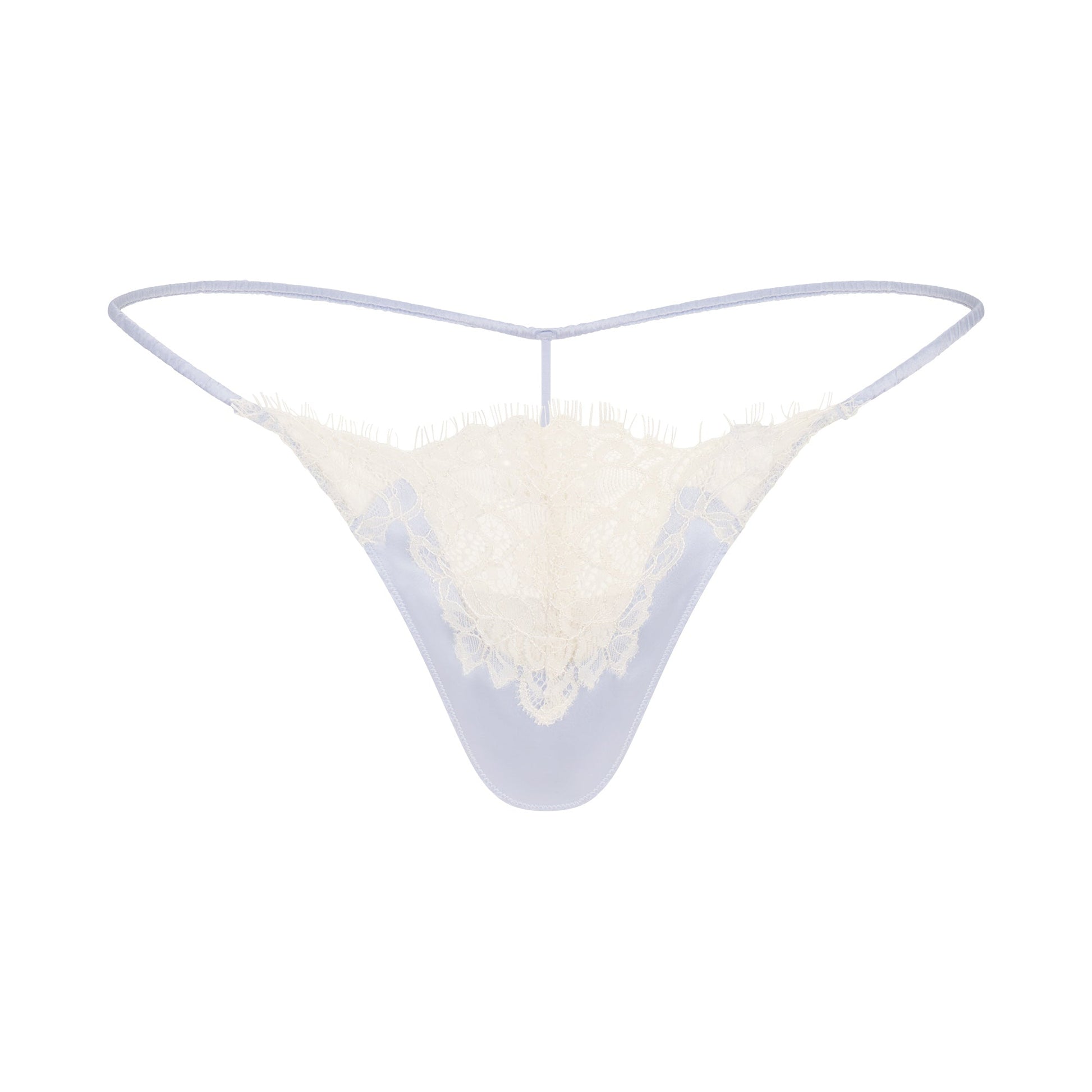SILK LACE STRING THONG | PERIWINKLE CONTRAST