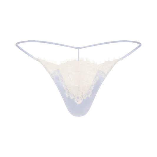 SILK LACE STRING THONG | PERIWINKLE CONTRAST