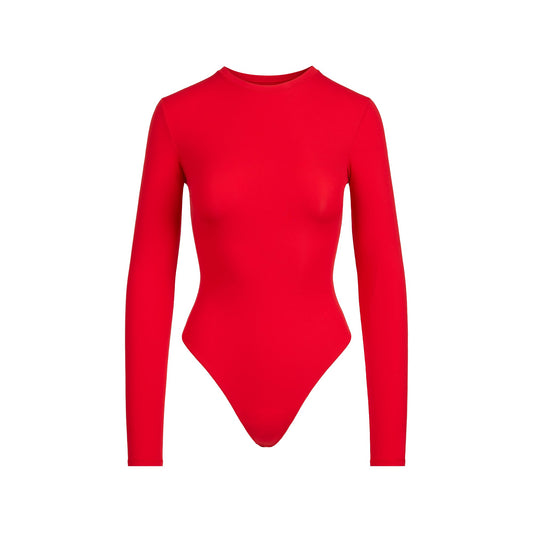 FITS EVERYBODY LONG SLEEVE CREW NECK BODYSUIT | CHERRY