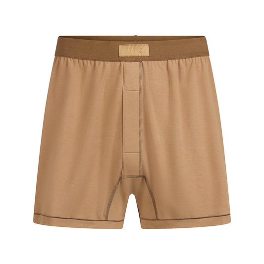 SKIMS COTTON MENS KNIT BOXER | RUSSET