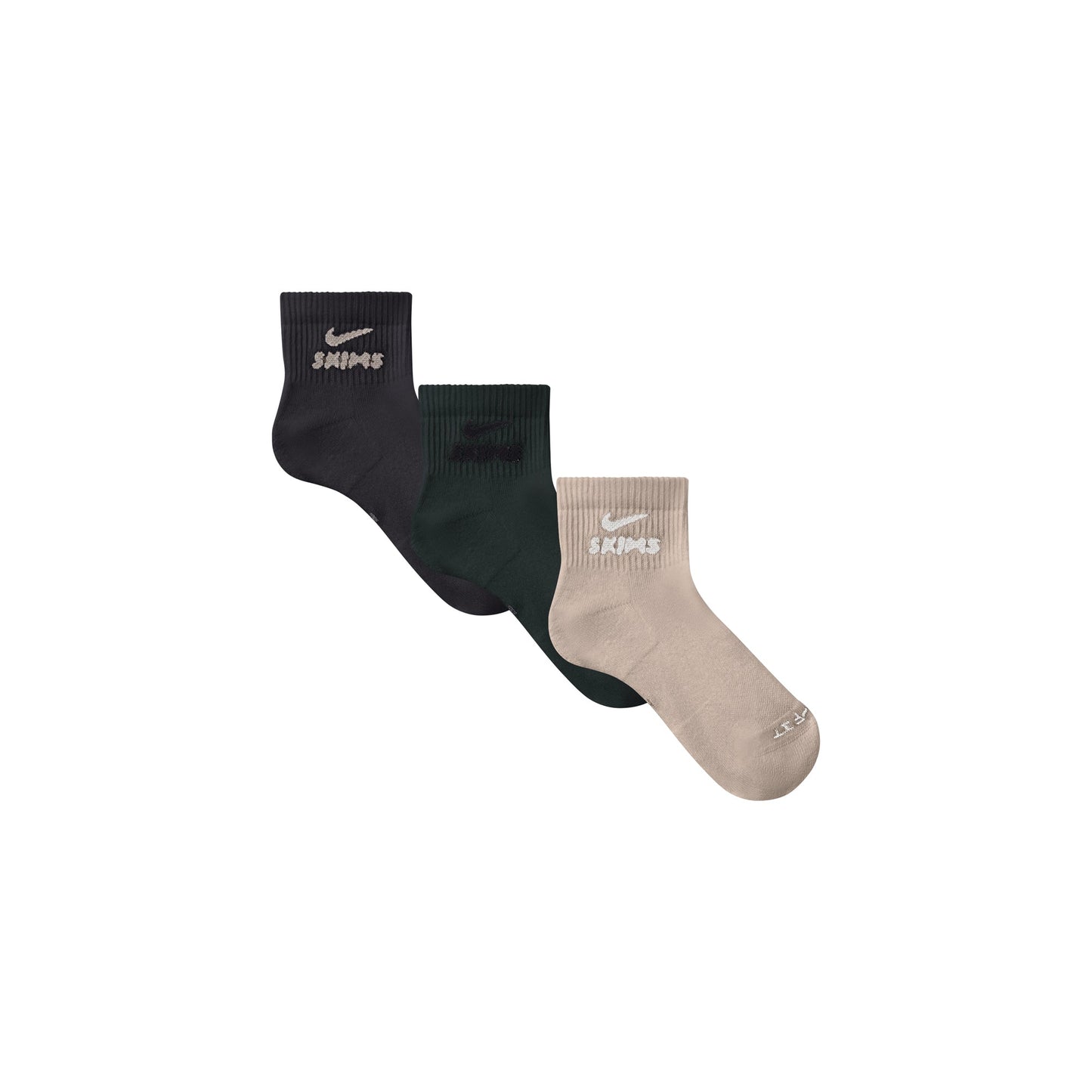 NikeSKIMS ACCESSORIES DRI-FIT QUARTER CREW SOCK 3-PACK | DARK TEAL MULTI
