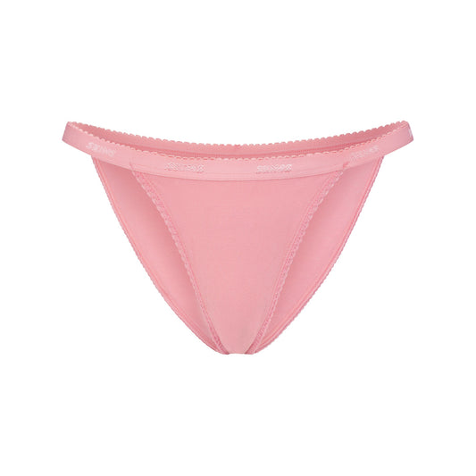LIGHTWEIGHT COTTON LOGO PICOT STRING BIKINI | MELON TONAL