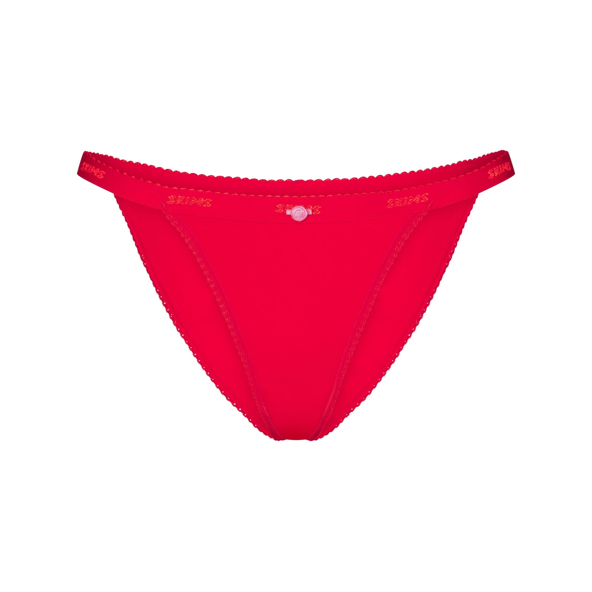 LIGHTWEIGHT COTTON LOGO PICOT STRING BIKINI | RUBY TONAL