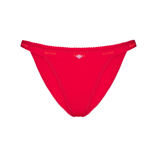 LIGHTWEIGHT COTTON LOGO PICOT STRING BIKINI | RUBY TONAL