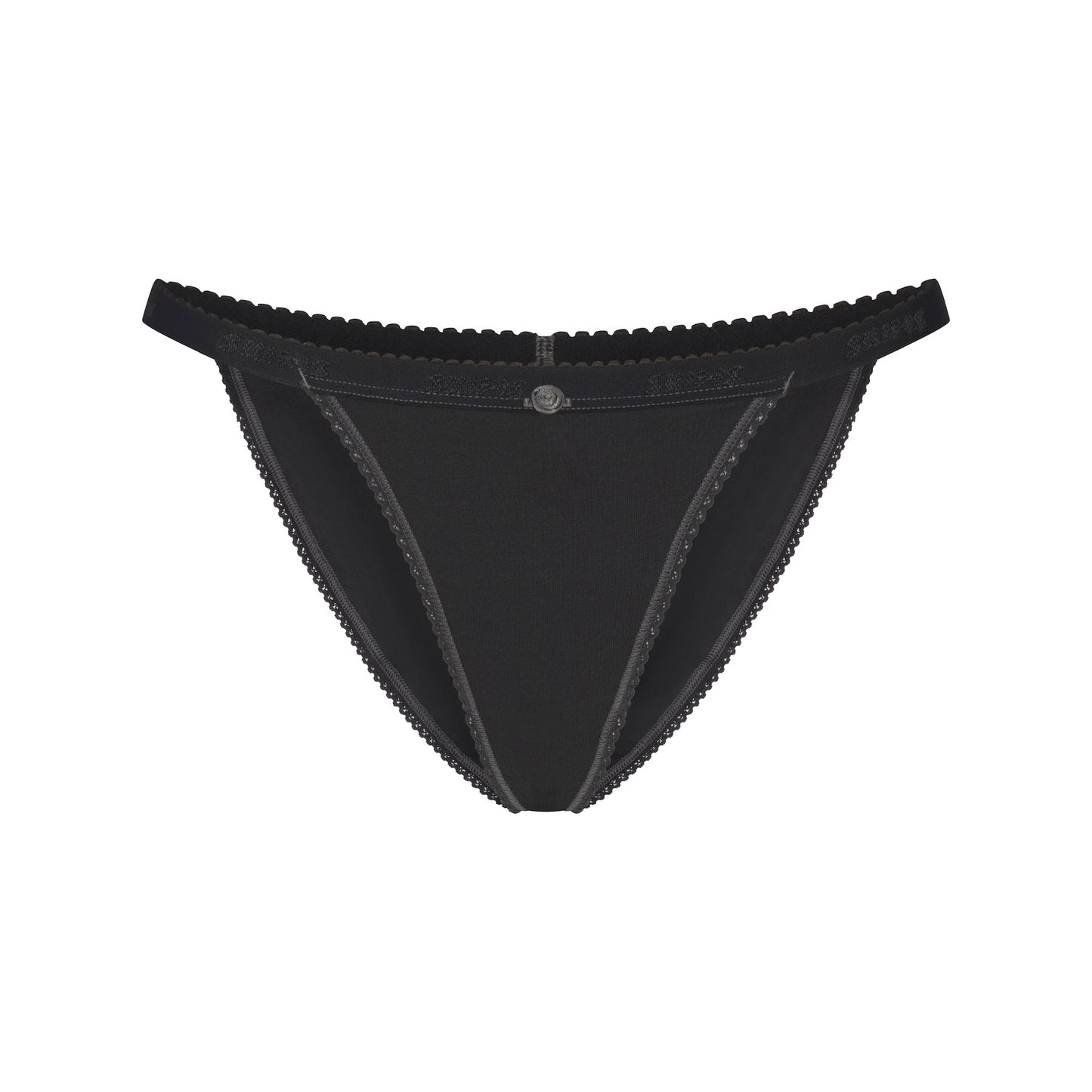LIGHTWEIGHT COTTON LOGO PICOT STRING BIKINI | SOOT