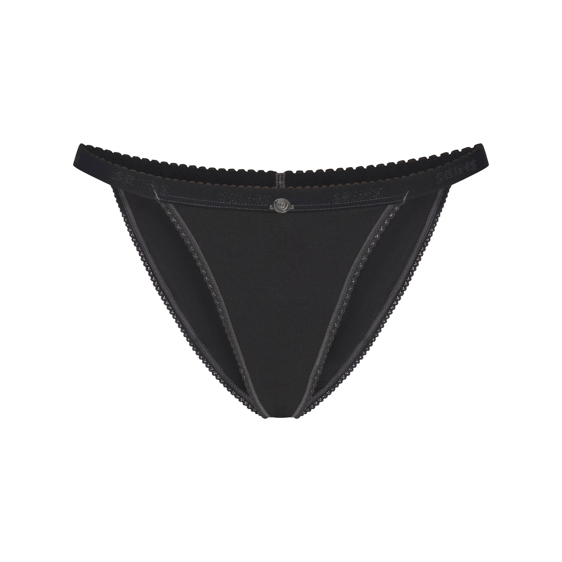 LIGHTWEIGHT COTTON LOGO PICOT STRING BIKINI | SOOT
