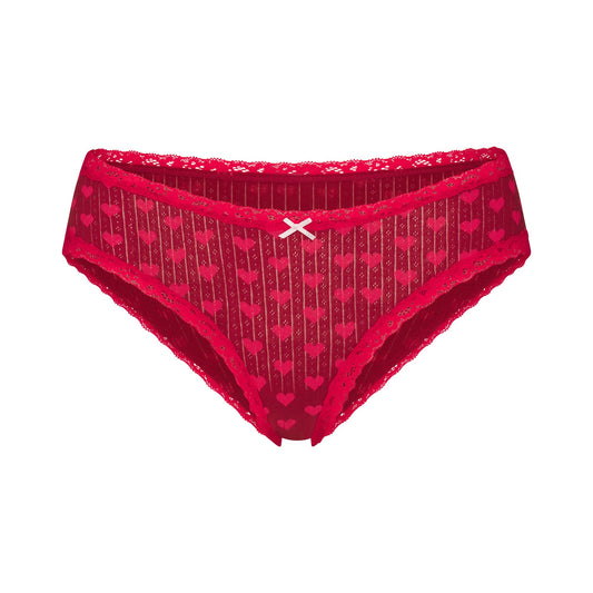 LIGHTWEIGHT COTTON POINTELLE LACE BRIEF | BRICK HEART HALFDROP