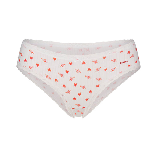 LIGHTWEIGHT COTTON POINTELLE LACE BRIEF | SNOW ARROWED HEARTS