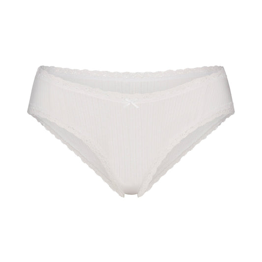LIGHTWEIGHT COTTON LACE BRIEF | SNOW