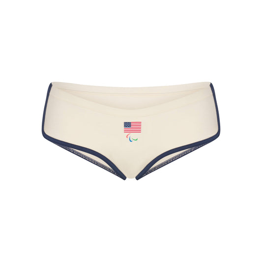 SKIMS FOR TEAM USA COTTON JERSEY PARALYMPIC DOLPHIN BOY SHORT | ECRU
