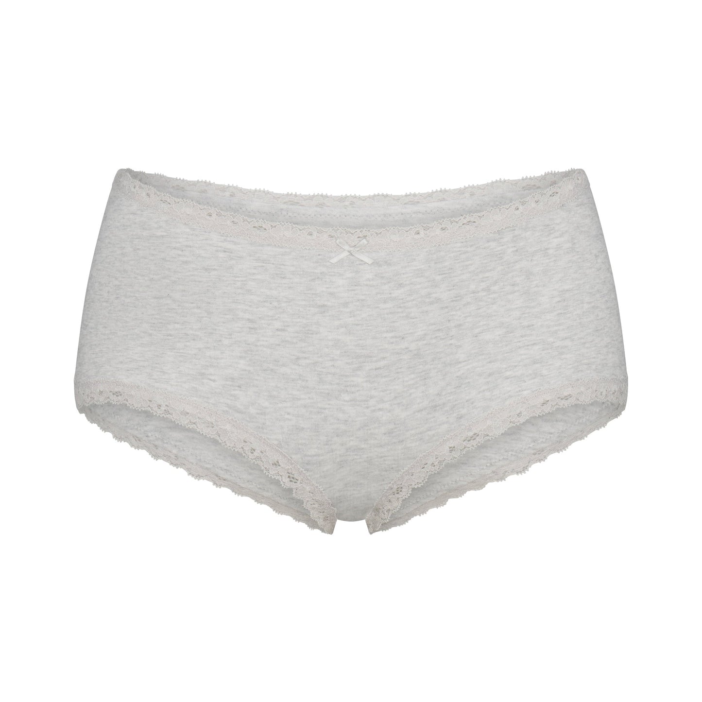 LIGHTWEIGHT COTTON POINTELLE LACE BOY SHORT | LIGHT HEATHER GREY