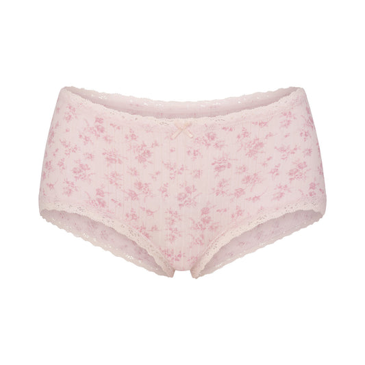 LIGHTWEIGHT COTTON POINTELLE LACE BOY SHORT | BLOOM DAINTY FLORAL