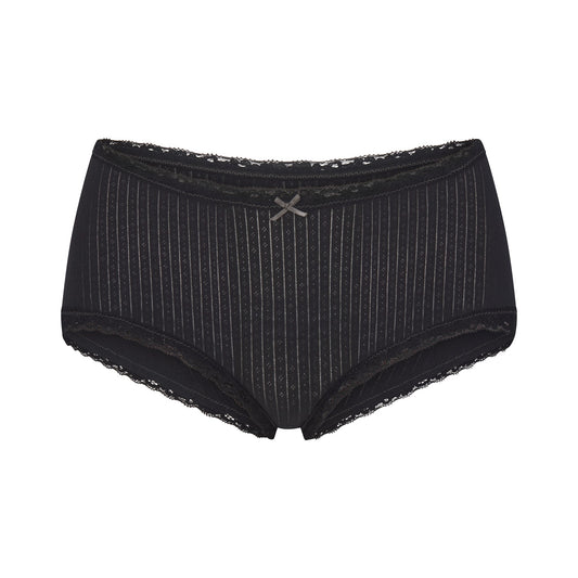 LIGHTWEIGHT COTTON POINTELLE LACE BOY SHORT | SOOT TONAL
