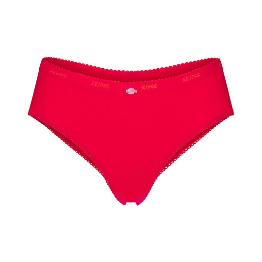 LIGHTWEIGHT COTTON LOGO PICOT HIPSTER | RUBY TONAL