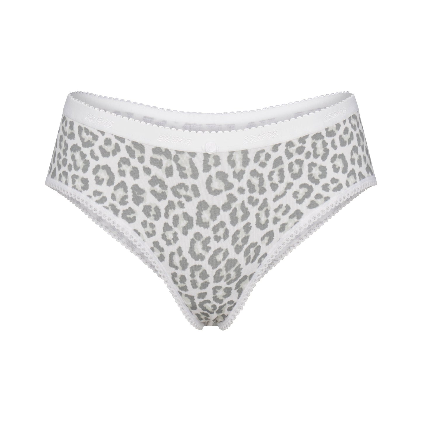 LIGHTWEIGHT COTTON LOGO PICOT HIPSTER | SNOW LEOPARD PRINT