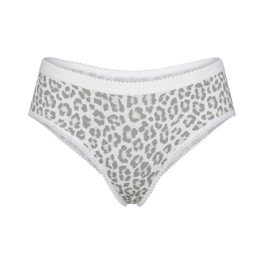 LIGHTWEIGHT COTTON LOGO PICOT HIPSTER | SNOW LEOPARD PRINT
