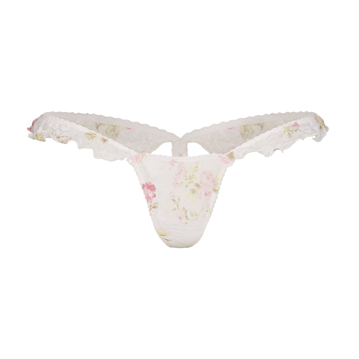 STRETCH LACE BUTTERFLY THONG | SNOW VINTAGE FLORAL PRINT
