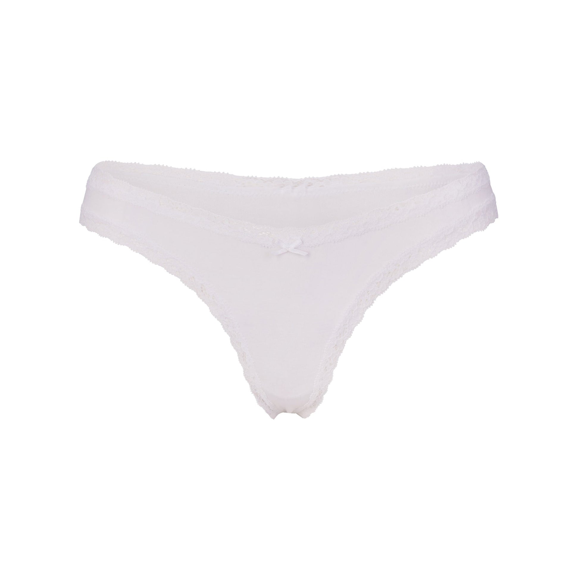 LIGHTWEIGHT COTTON LACE THONG | SNOW