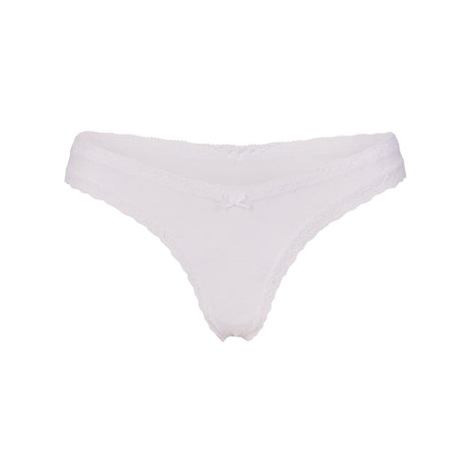 LIGHTWEIGHT COTTON LACE THONG | SNOW
