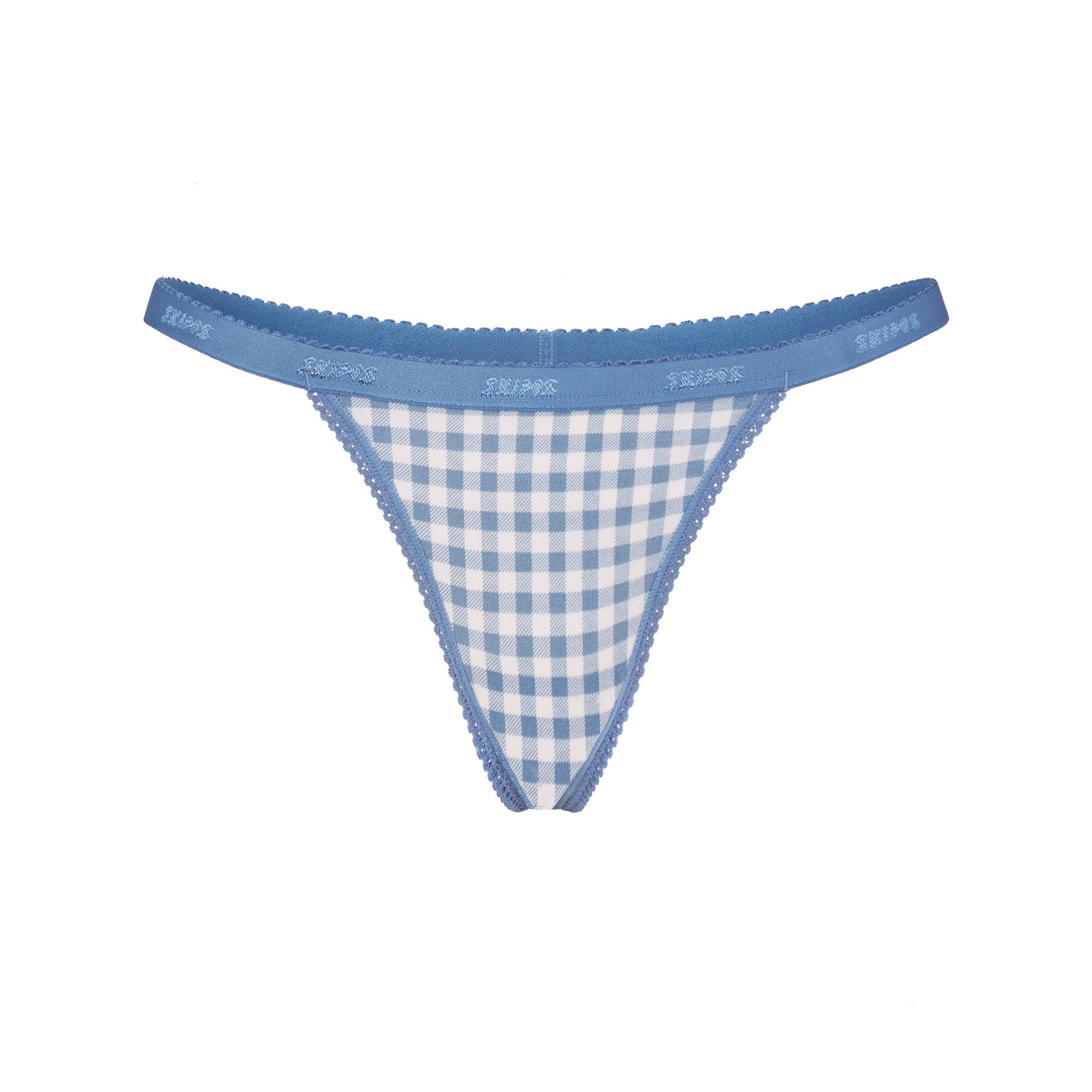 LIGHTWEIGHT COTTON LOGO PICOT THONG | ARCTIC GINGHAM
