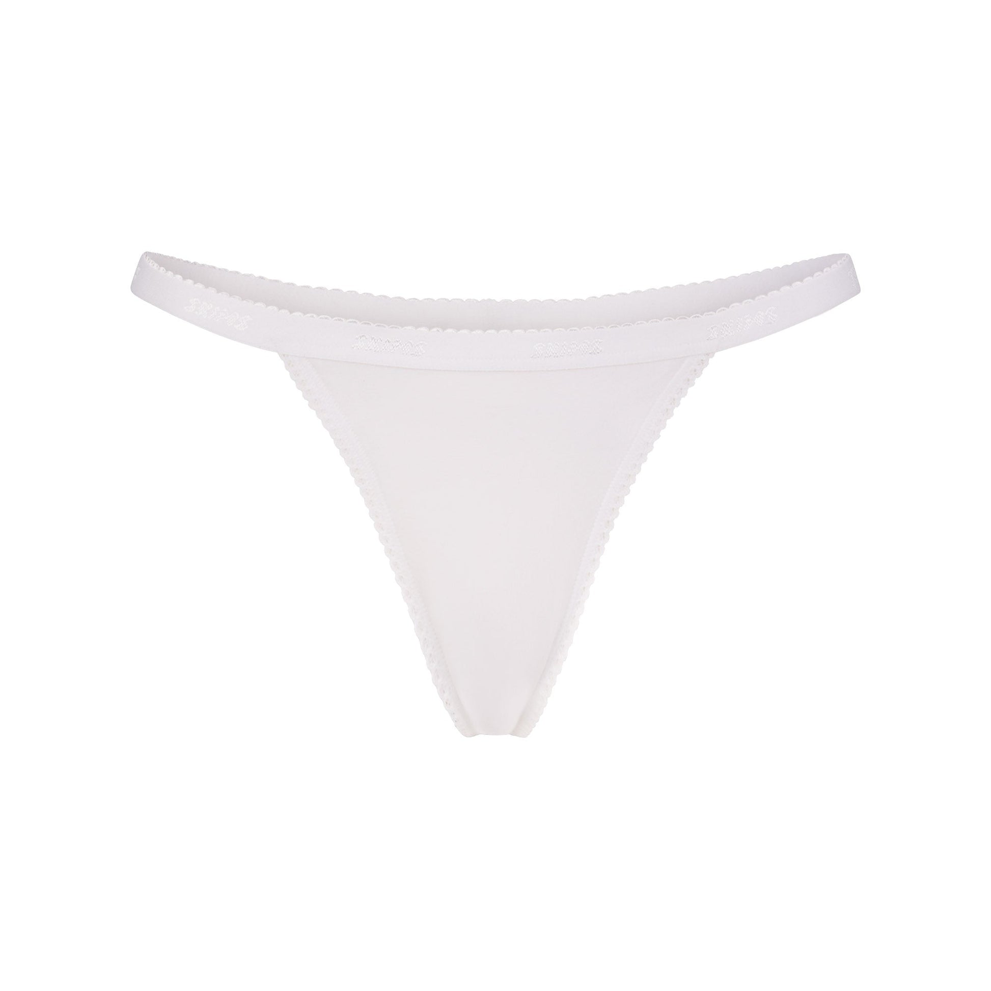 LIGHTWEIGHT COTTON LOGO PICOT THONG | SNOW