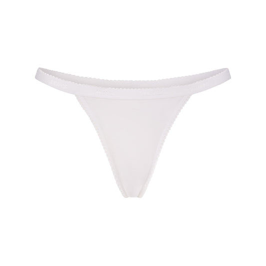 LIGHTWEIGHT COTTON LOGO PICOT THONG | SNOW
