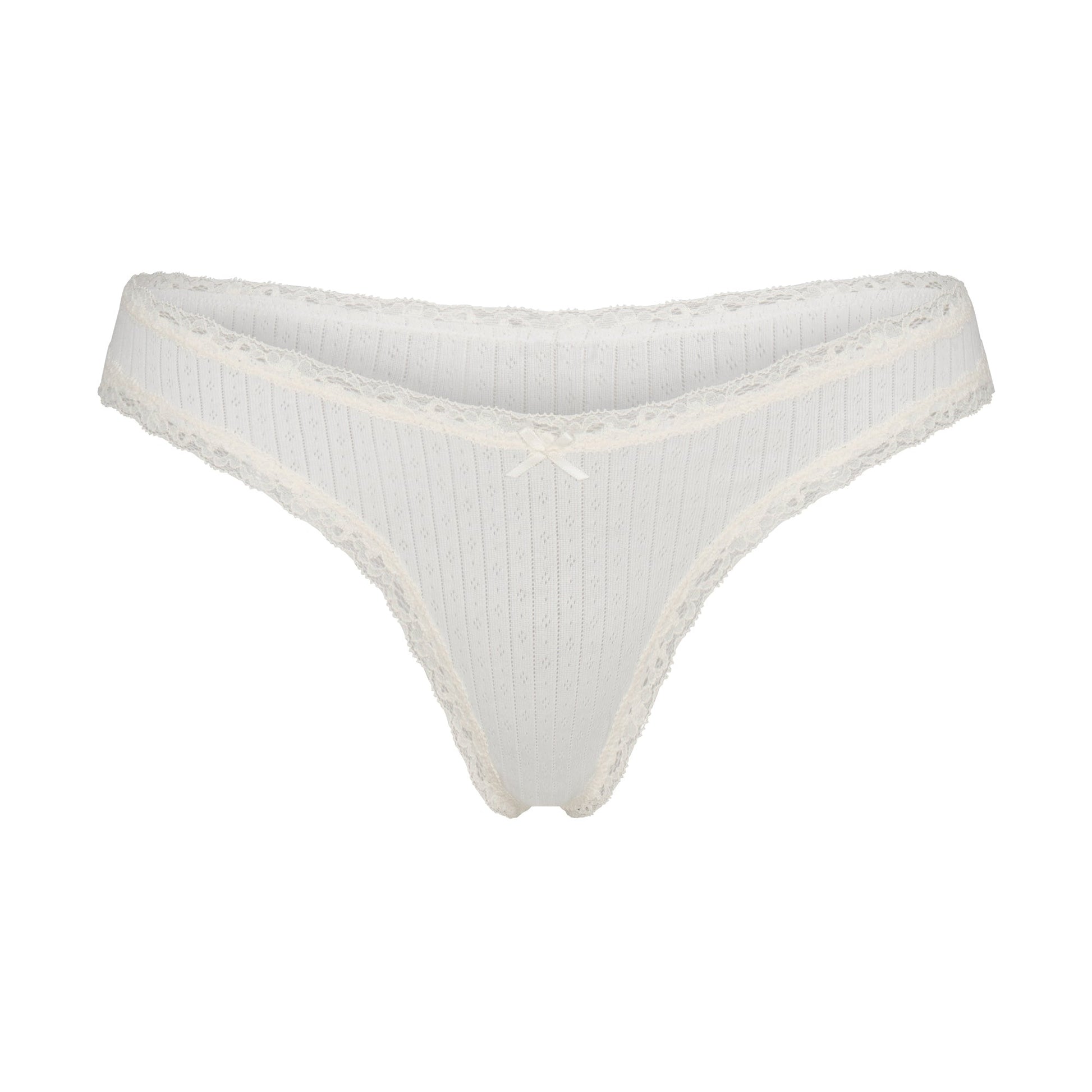 LIGHTWEIGHT COTTON POINTELLE LACE THONG | MARBLE TONAL
