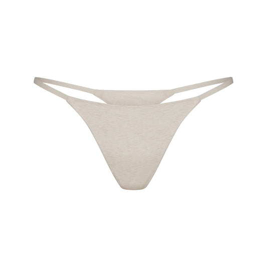 LIGHTWEIGHT COTTON STRING THONG | OATMEAL HEATHER