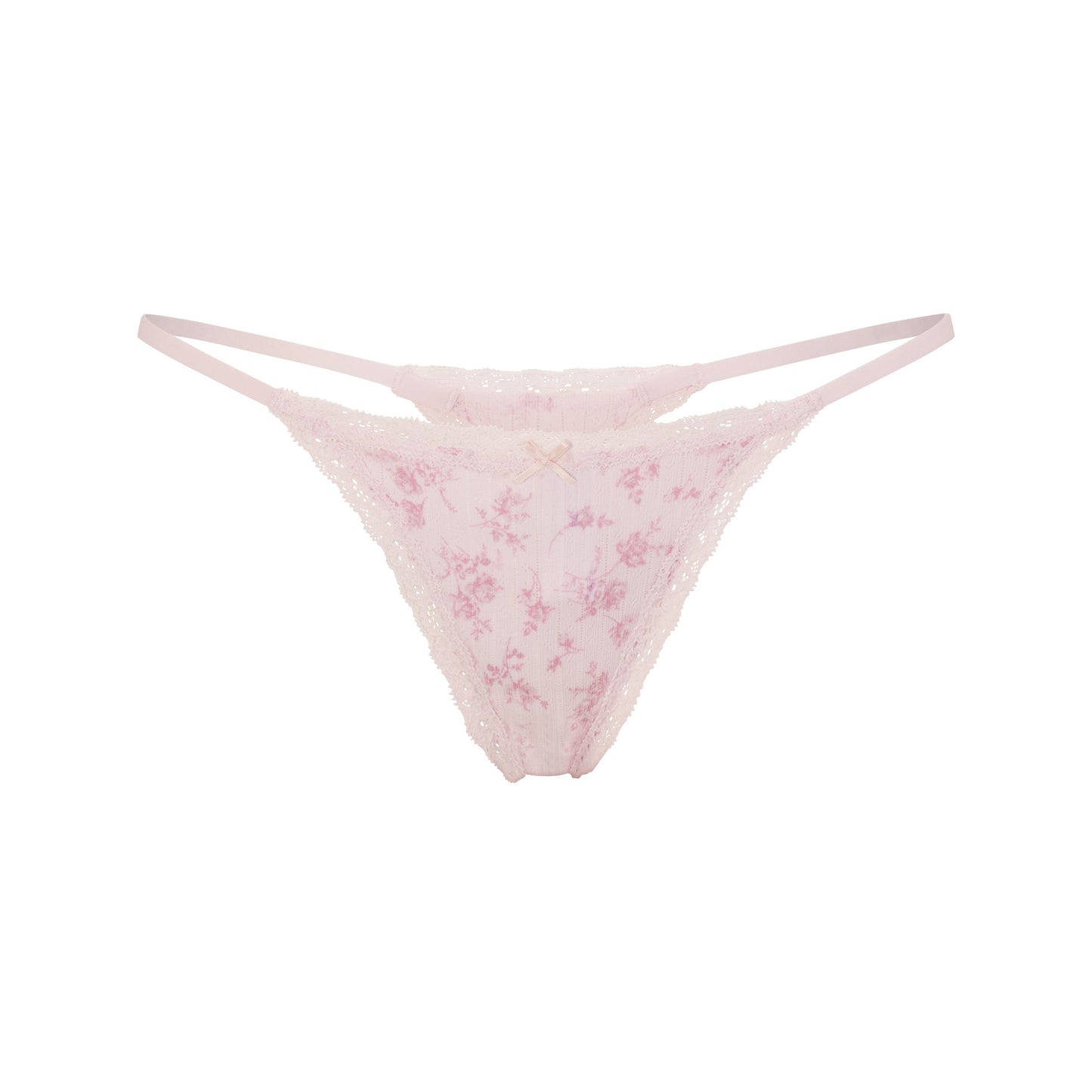 LIGHTWEIGHT COTTON POINTELLE LACE STRING THONG | BLOOM DAINTY FLORAL