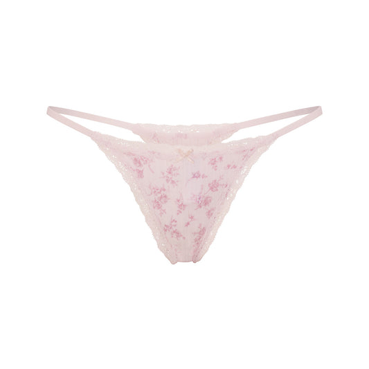 LIGHTWEIGHT COTTON POINTELLE LACE STRING THONG | BLOOM DAINTY FLORAL