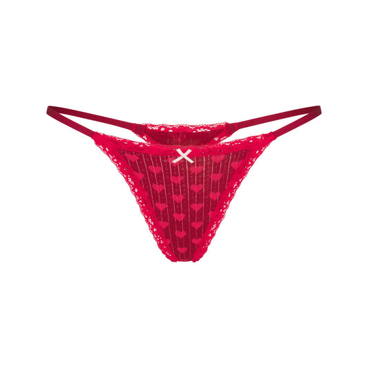 LIGHTWEIGHT COTTON POINTELLE LACE STRING THONG | BRICK HEART HALFDROP
