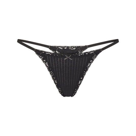LIGHTWEIGHT COTTON POINTELLE LACE STRING THONG | SOOT TONAL