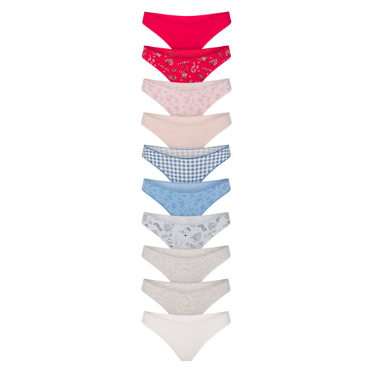LIGHTWEIGHT COTTON THONG 10-PACK | DAINTY FLORAL MULTI