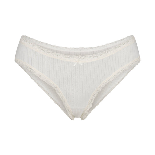 LIGHTWEIGHT COTTON POINTELLE LACE BRIEF | MARBLE TONAL