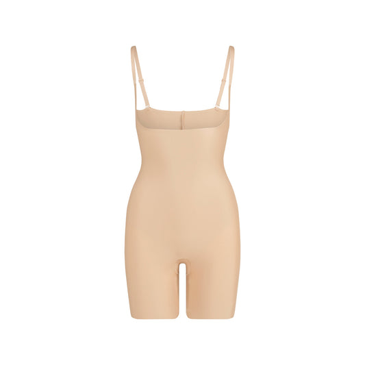 SKIMS BODY CORE SCULPT OPEN BUST MID THIGH BODYSUIT | CLAY