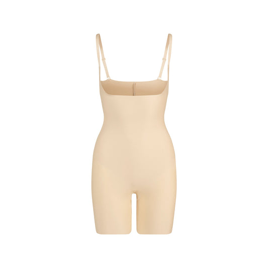 SKIMS BODY CORE SCULPT OPEN BUST MID THIGH BODYSUIT | SAND
