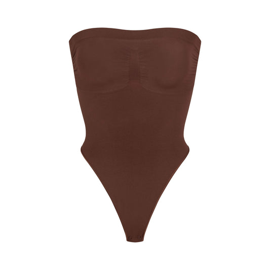 SEAMLESS SCULPT STRAPLESS THONG BODYSUIT | COCOA