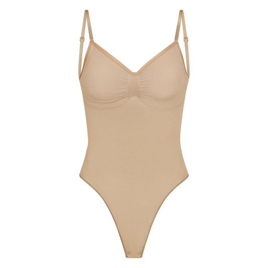 SEAMLESS SCULPT LOW BACK THONG BODYSUIT | CLAY