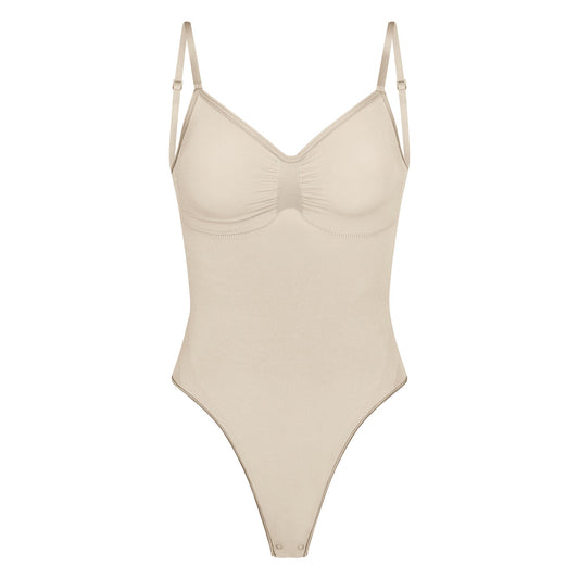 SEAMLESS SCULPT LOW BACK THONG BODYSUIT | SAND