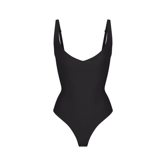 SKIMS BODY CORE SCULPT PLUNGE THONG BODYSUIT | ONYX